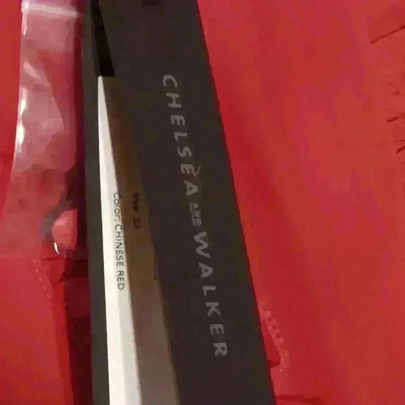 NWT Chelsea and Walker Slimane 100% Silk Ruffle Blouse Chinese Red Size 10 - Picture 11 of 14